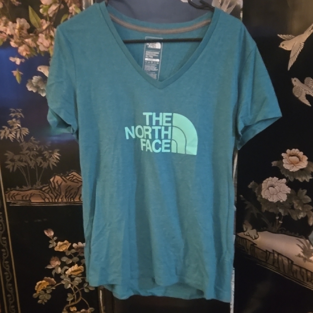 The North Face Teal V-Neck T-Shirt
